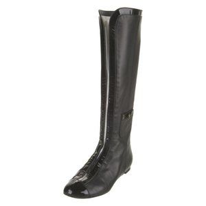 Chanel Vintage Rare Knee High Riding Boots Black Size IT 35.5